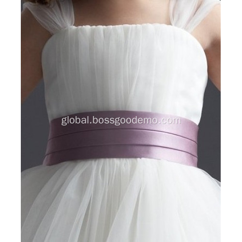 Cotton Flower Girl Dresses Ball Gown Wide Straps Knee-length Taffeta Yarn Tiered Flower Girl Supplier